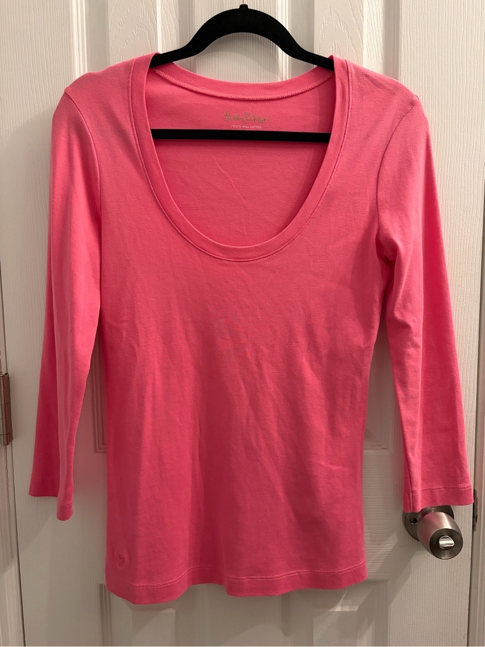 Lilly Pulitzer Women’s Pink Basics 100% Pima Cotton Scoop Neck Tee Shirt Small